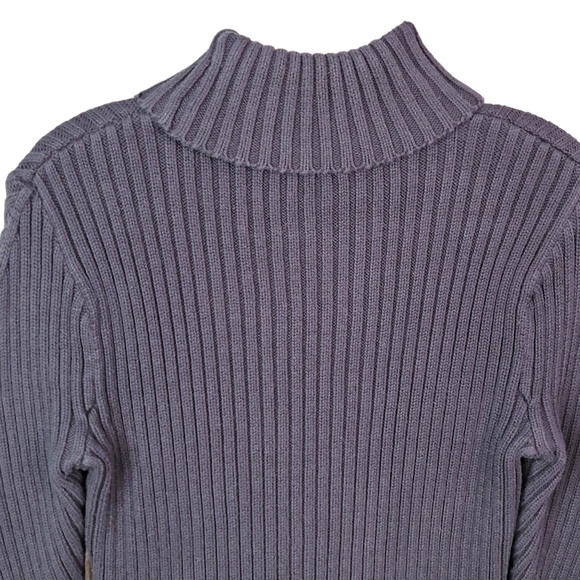 J. Crew 100% Cotton 3/4 Length Sleeve Flirty Spring Turtle Neck Coal Sweater M - Picture 7 of 12